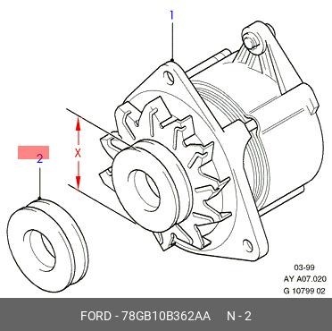 Ременный шкив, генератор 78GB10B362AA FORD