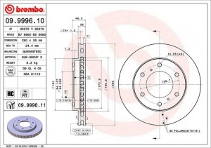Тормозной диск 09.9996.10 BREMBO