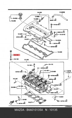 Болт головки цилидра B660-10-135A MAZDA