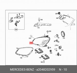 Фара головного света A2048202959 MERCEDES BENZ