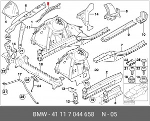 Полка брызговика 41 11 7 044 658 BMW