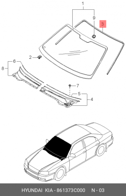 Молдинг стекла 861373C000 HYUNDAI KIA