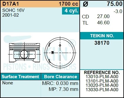 Поршень ДВС 38170STD TEIKIN