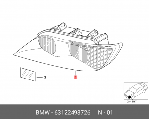 Фара головного света 63 12 2 493 726 BMW