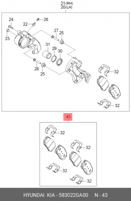Комплект тормозных колодок, диско 58302-2GA00 HYUNDAI KIA