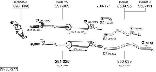 Средний глушитель выхлопных газов 285551 BOSAL