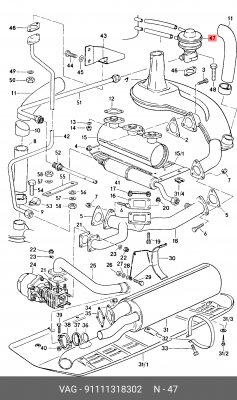 Клапан возврата ОГ 91111318302 PORSCHE