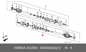 Вал привода колеса в сборе с ШРУСами 44306SB2G12 HONDA