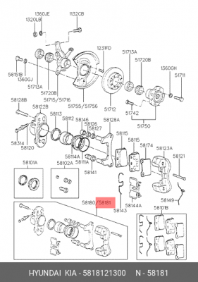 Тормозной суппорт 5818121300 HYUNDAI KIA