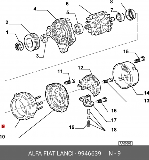 Статор, генератор 9946639 ALFA FIAT LANCIA