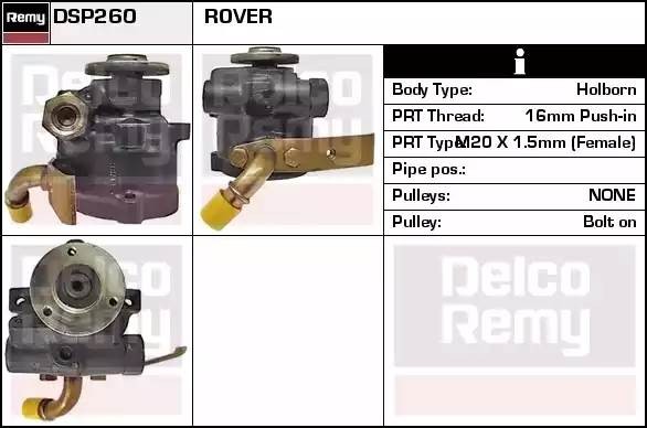 Гидравлический насос, рулевое управление DSP260 DELCO REMY