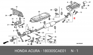 Глушитель - задняя часть системы ОГ 18030SCAE01 HONDA