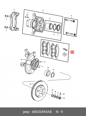 Комплект тормозных колодок, диско 68020494AB CHRYSLER