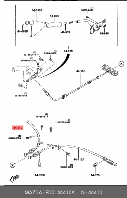 Трос, стояночная тормозная система FD01-44-410A MAZDA