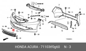 Решетка бампера 71103TF0G60 HONDA