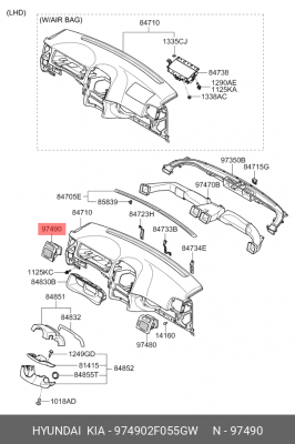 Решетка вентиляции салона 974902F055GW HYUNDAI KIA