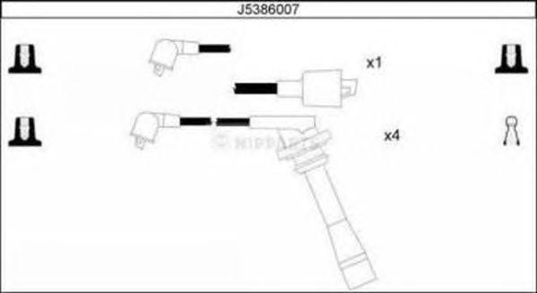 Ккомплект проводов зажигания J5386007 H B JAKOPARTS NIPPARTS