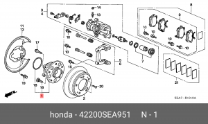 Подшипник ступицы колеса со ступицей (комплект) 42200SEA951 HONDA