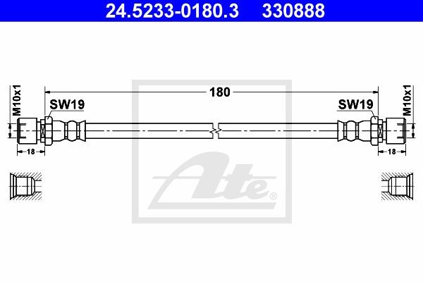 Тормозной шланг 24.5233-0180.3 ATE