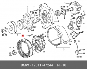 Статор, генератор 12 31 1 747 244 BMW