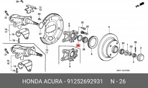 Комплект подшипника ступицы колеса 91252692931 HONDA