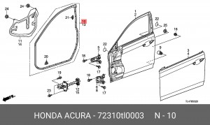 Уплотнитель дверного проема 72310TL0003 HONDA
