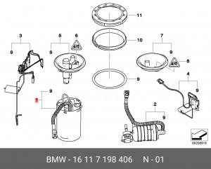 Насос электрический топливной системы в сборе 16 11 7 198 406 BMW