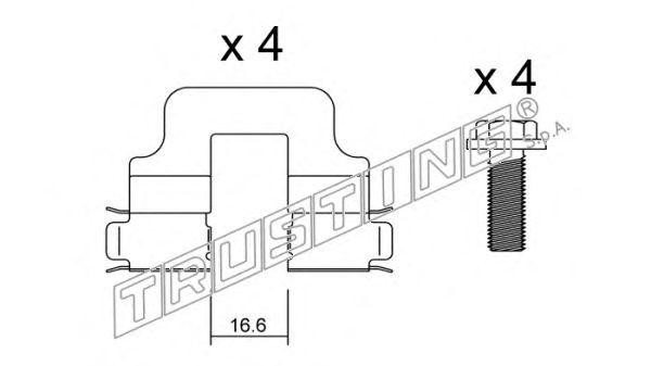 Комплектующие, колодки дискового тормоза KIT044 TRUSTING