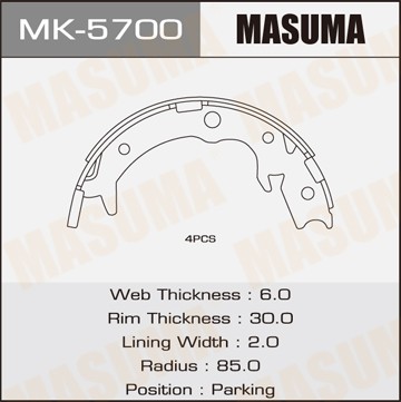 Колодки тормозные барабанные MK5700 MASUMA