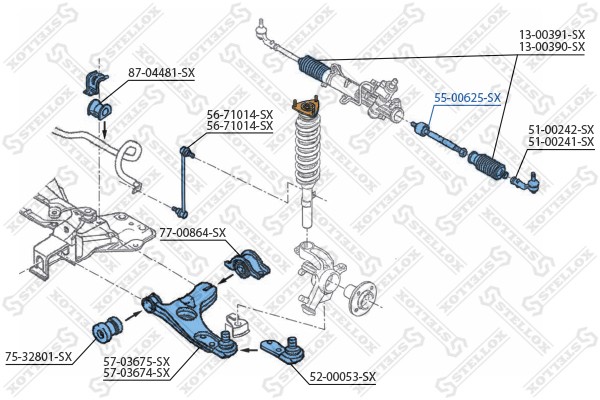 Тяга рулевая 55-00625-SX STELLOX