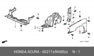 Крыло переднее 60211S5HT00ZZ HONDA
