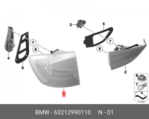 Фонарь задний 63 21 2 990 110 BMW