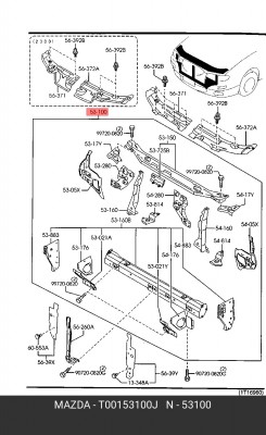 Панель крепления радиатора T001-53-100J MAZDA