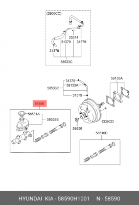 Главный тормозной цилиндр 58590H1001 HYUNDAI KIA