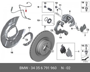 Датчик износа тормозных колодок 34 35 6 791 960 BMW