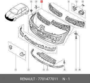 Бампер передний 7701477011 RENAULT