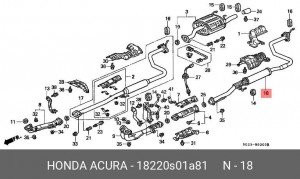 Средний глушитель выхлопных газов 18220S01A81 HONDA