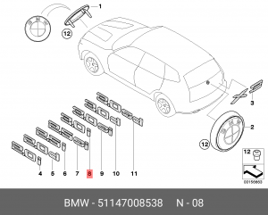 Эмблема 51 14 7 008 538 BMW