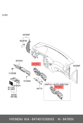 Накладка панели приборов 847401G300X5 HYUNDAI KIA