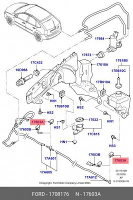 Форсунка стеклоомывателя 1 708 176 FORD