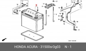 Батарея аккумуляторная 31500SR3G03 HONDA