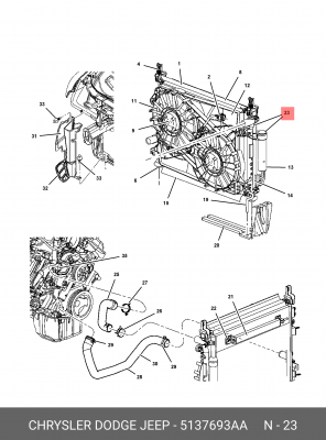 Конденсатор, кондиционер 5137693AA CHRYSLER
