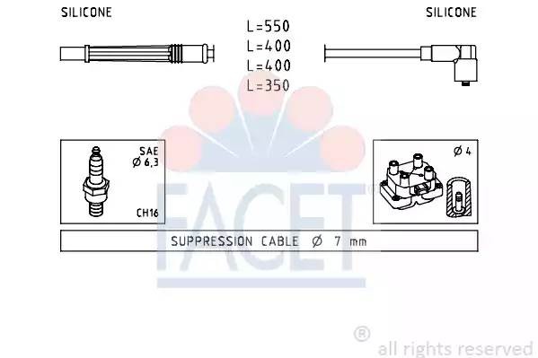 Ккомплект проводов зажигания 4.7229 FACET
