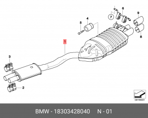 Глушитель - задняя часть системы ОГ 18 30 3 428 040 BMW