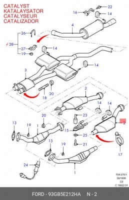 Катализатор 93GB-5E212-HA FORD