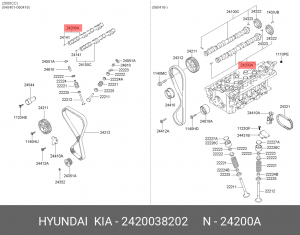 Распредвал 2420038202 HYUNDAI KIA
