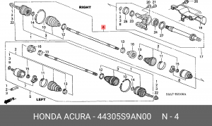 Шарнирный комплект, приводной вал 44305-S9A-N00 HONDA