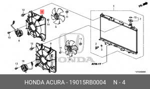 Диффузор радиатора охлаждения под вентилятор 19015RB0004 HONDA