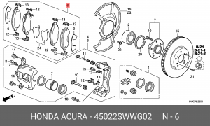 Колодки тормозные дисковые 45022-SWW-G02 HONDA