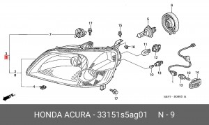 Фара головного света 33151S5AG01 HONDA